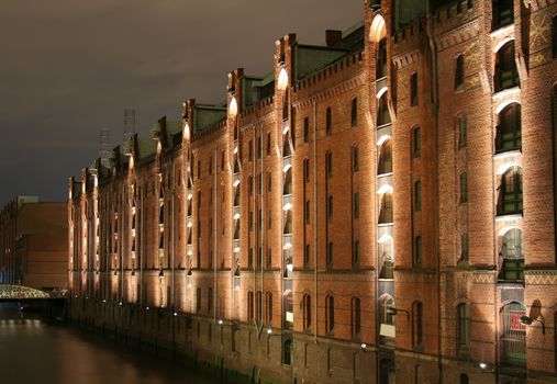 Historic warehouses in the harbour of Hamburg, Germany.