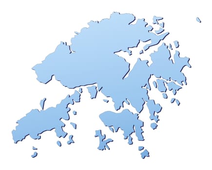 Hong Kong map filled with light blue gradient. High resolution. Mercator projection.