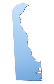 Delaware(USA) map filled with light blue gradient. High resolution. Mercator projection.
