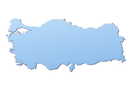 Turkey map filled with light blue gradient. High resolution. Mercator projection.