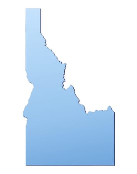 Idaho(USA) map filled with light blue gradient. High resolution. Mercator projection.