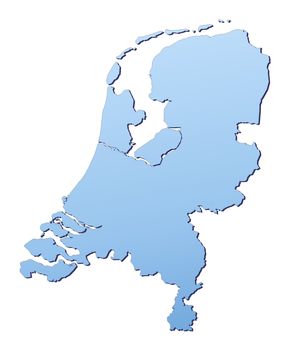 Netherlands map filled with light blue gradient. High resolution. Mercator projection.