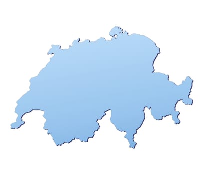 Switzerland map filled with light blue gradient. High resolution. Mercator projection.