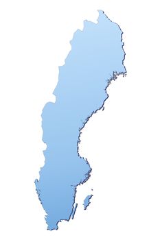 Sweden map filled with light blue gradient. High resolution. Mercator projection.