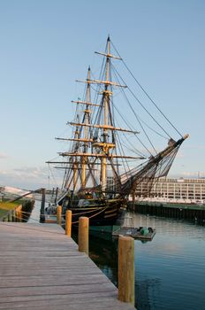 old galleon and old harbor in Salem massachusets Usa