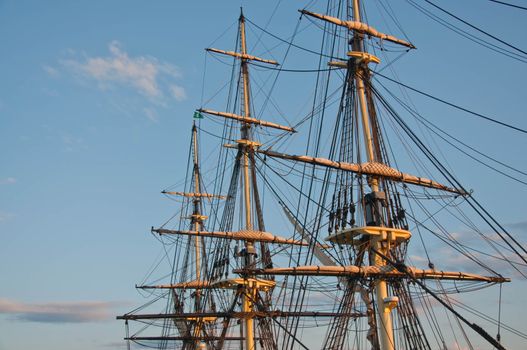 old galleon and old harbor in Salem massachusets Usa