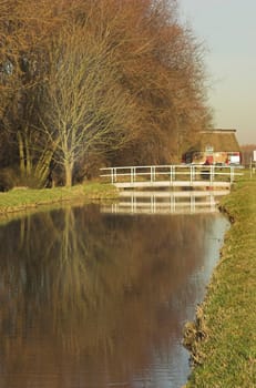 Wooden bridge in a park in Spring