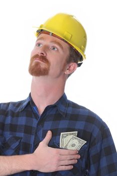 construction worker with earnings out of pocket 