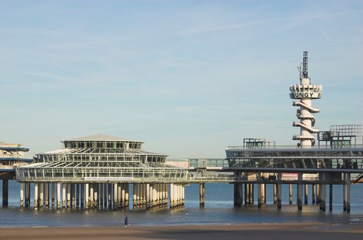 Scheveningen pier in Holland in early spring morning