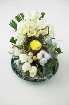 Easter floral arrangement, decoration made of flowers