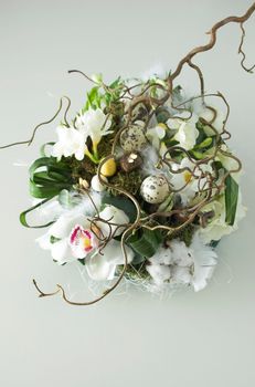 Easter floral arrangement, decoration made of flowers