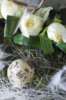 Easter floral arrangement, decoration made of flowers