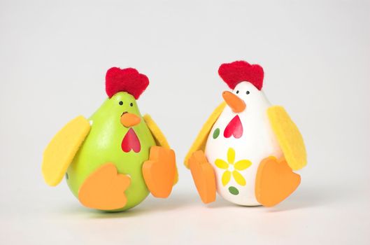 Easter decoration, statuettes of chicken made of wood