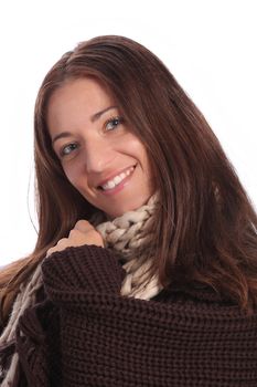 beautiful young a woman on white background