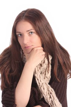 beautiful young a woman on white background