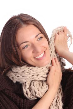 beautiful young a woman on white background