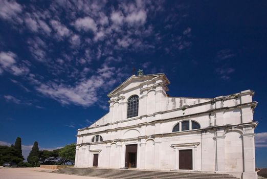 Catholic church at the top of the hill in Rovinj, Croatia