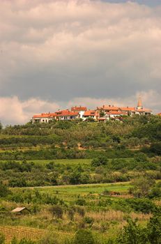 Croatian town on the top of a hill