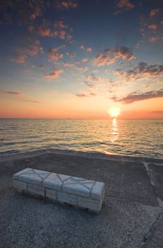 Rocky croatian beach in the area of Umag, Adriatic sea