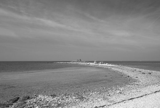 Rocky croatian beach in the area of Umag, Adriatic sea