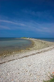 Rocky croatian beach in the area of Umag, Adriatic sea