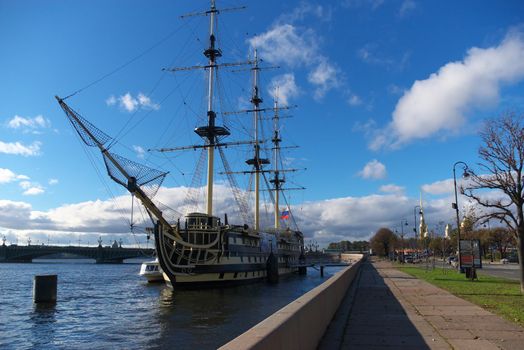 Quay yard Neva river in St.Petersburg