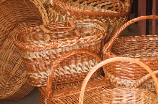 Rattan baskets on sale on a croatian fair