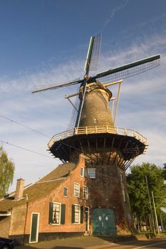 De Roos - old traditional Dutch windmill in Delft
