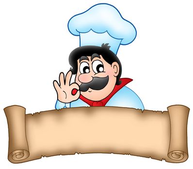 Banner with cartoon chef - color illustration.