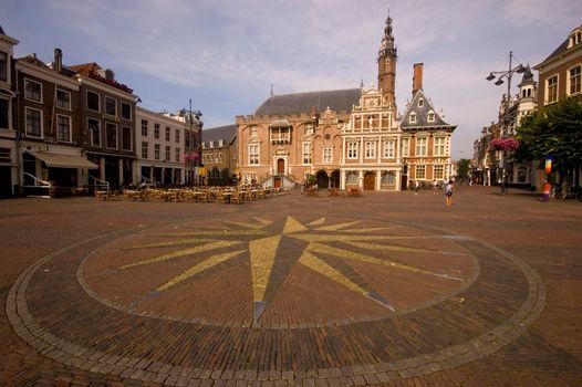 Main square in Haarlem, Netherlands, with a view of the town hall