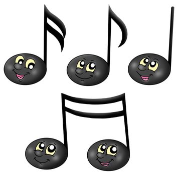 Cute music notes - color illustration.