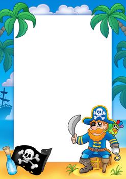 Frame with pirate 1 - color illustration.
