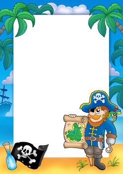 Frame with pirate 2 - color illustration.