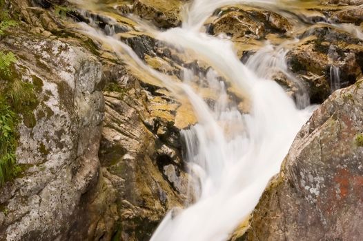 Mountain waterfall in Polish Tatra region