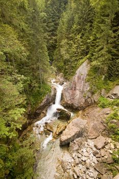 Mountain waterfall in Polish Tatra region