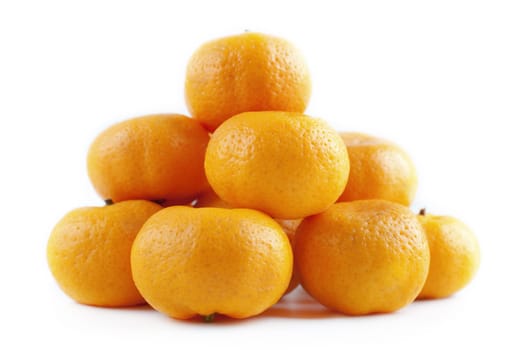 Fresh juicy tangerines on white background.
