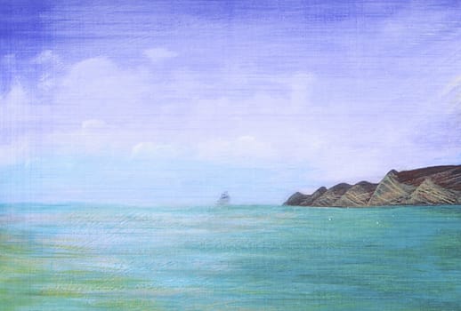 Section of painting - Cape Kidnappers    