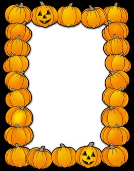 Halloween frame with pumpkins - color illustration.