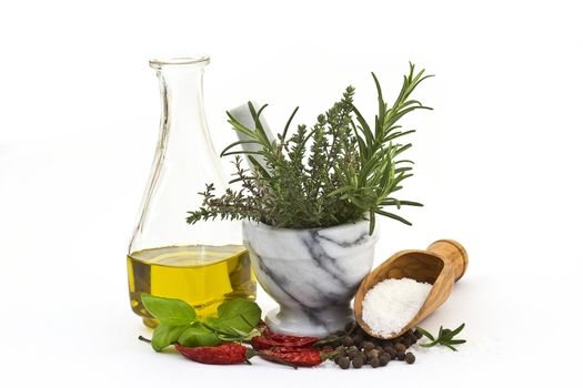 olive oil, spices and herbs