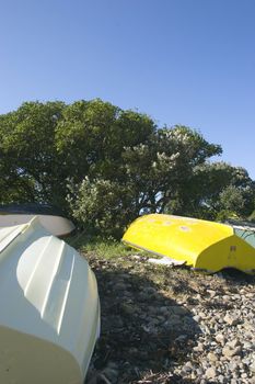 Colourful dinghy's at Island Bay, Wellington, New Zealand