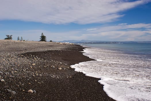 Haumoana Beach looking towards Napier City, Hawke's Bay, New Zealand