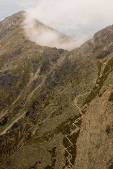 View of Polish Tatra mountains from the top of Kozi Wierch (Orla Perc)