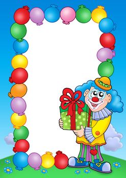 Party invitation frame with clown 5 - color illustration.