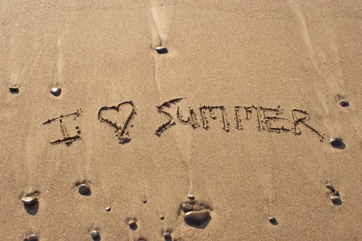 I love summer written in the sand at Haumoana Beach, Hawke's Bay, New Zealand