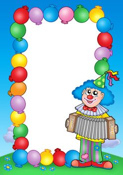 Party invitation frame with clown 6 - color illustration.