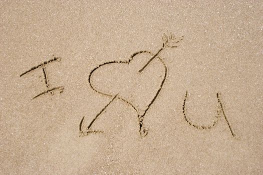 I love you written in the sand. 