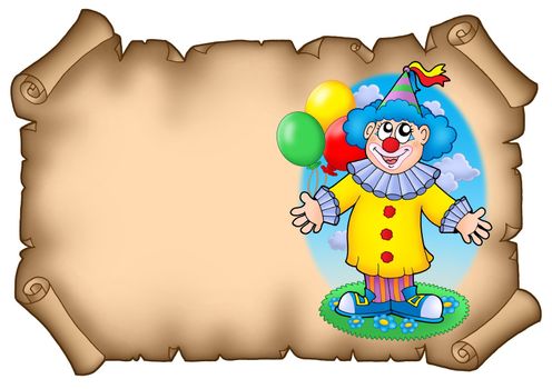 Party invitation with clown - color illustration.