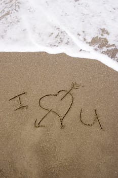 I love you written in the sand
