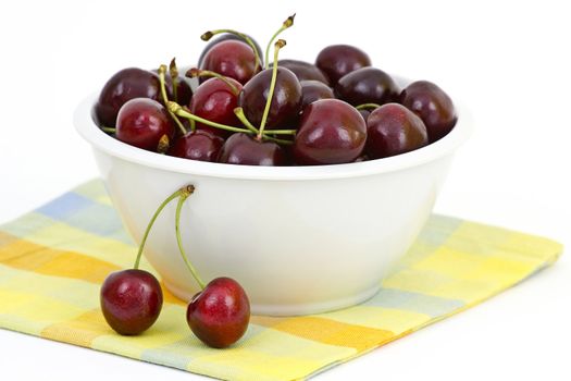 fresh cherries in a bowl