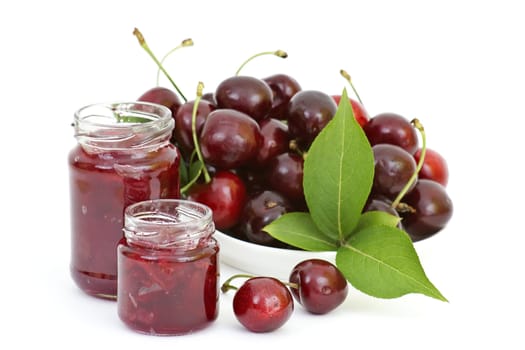 cherry jam and fresh cherries